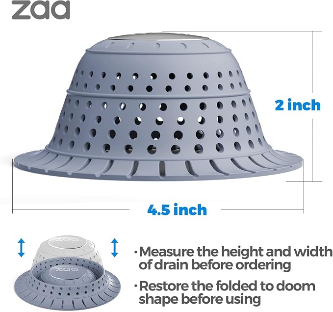 zaa Bathtub Drain Hair Catcher, Premium Silicone Collapsible 2 Pack Drain - Image 5