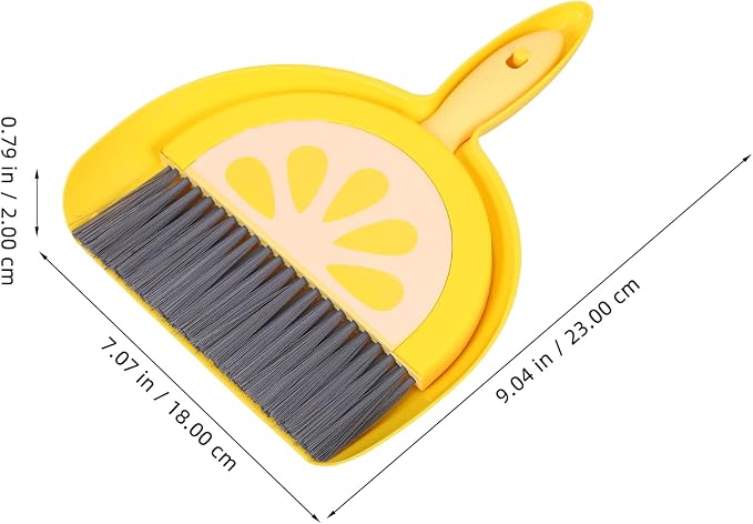 VOSAREA Small Dustpan and Brush Set, Lemon Mini Dustpan and Brush Whisk Broom - Image 2