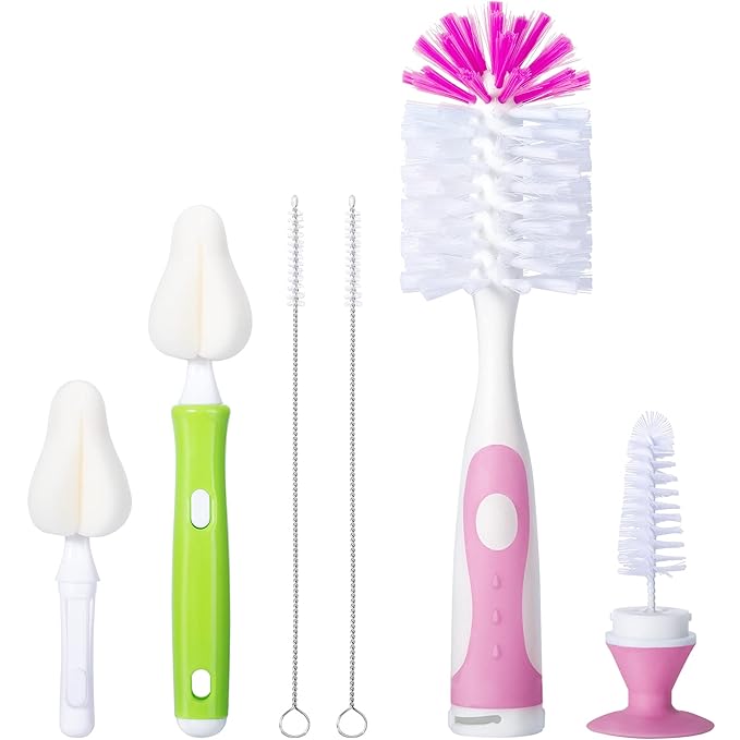 Baby Bottle Brush with One Base Hidden Nylon Nipple Cleaner, Bottle Brush with by CAREBABYMORE