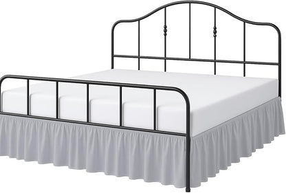 Cottington Lane Ruffled Bed Skirt Queen Size With Split Corner, Brushed Microfiber Hotel Quality Silver Grey Dust Ruffle, 21 Inch Drop Gathered Bedskirt, Soft and Stylish, Shrinkage and Fade Resistant