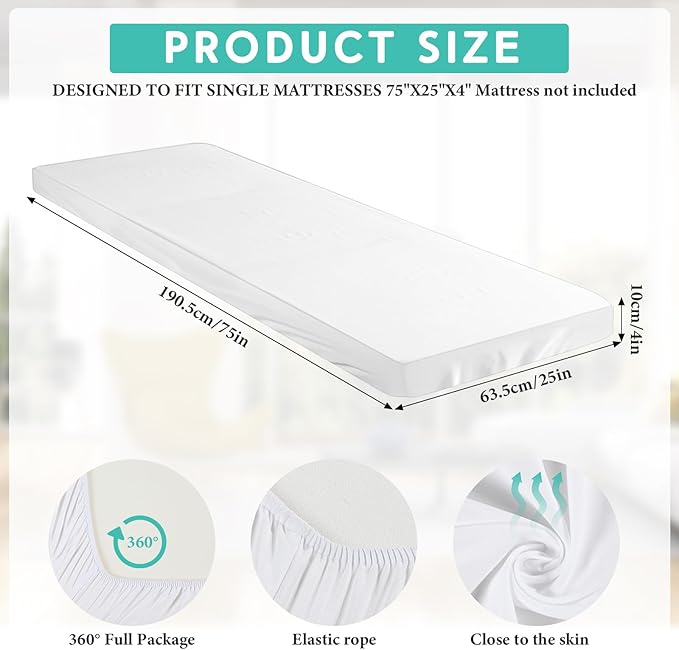 Breling Fitted Sheet (Sheet Only) Compatible with Milliard Trifold Mattress Folding Mattress Fitted Microfiber Bedsheet for Camp Bunk Rvs Bed(White,Single,4'')