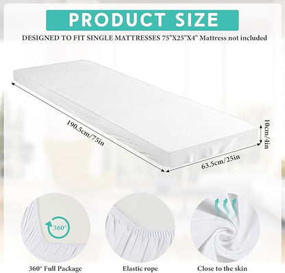 Breling Fitted Sheet (Sheet Only) Compatible with Milliard Trifold Mattress Folding Mattress Fitted Microfiber Bedsheet for Camp Bunk Rvs Bed(White,Single,4'')