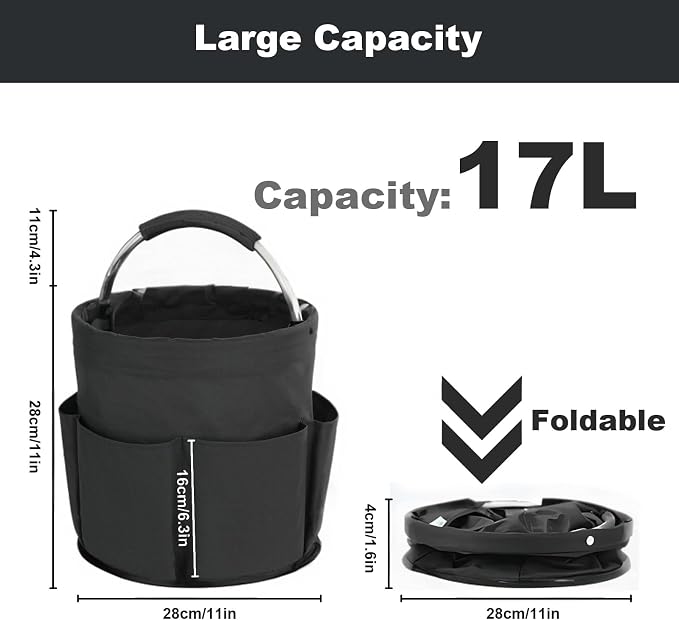 Cleaning Caddy with Handle, Cleaning Products Organiser, 17L Foldable Storage - Image 4