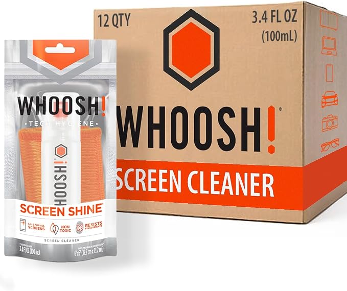 WHOOSH! Screen Cleaner Spray and Wipe 3.4 fl oz + 1 Microfiber Cloth Wipes by WHOOSH