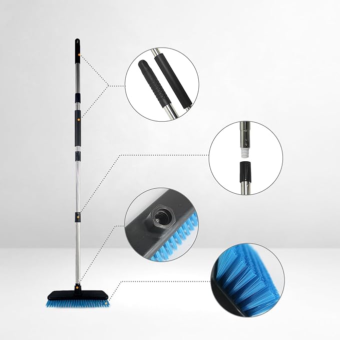 Deck Brush with Retractable Long Handled Floor, Floor Scrub Brushes, Heavy-Duty - Image 7