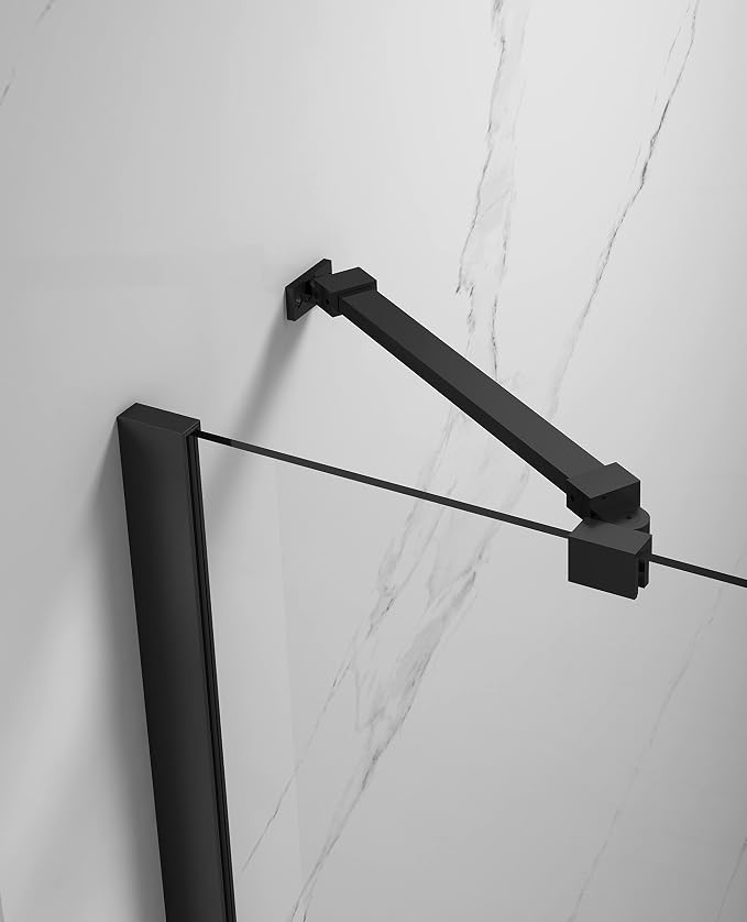 Sunrosa Pivot Matte Black Bathtub Door, Frameless Tempered Glass Bifold Shower - Image 3