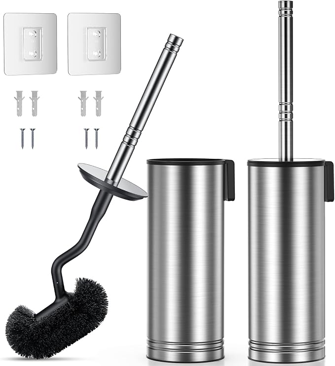 HAMITOR Toilet Brush and Holder Set: 304 Stainless Steel Rustproof Toilet by HAMITOR