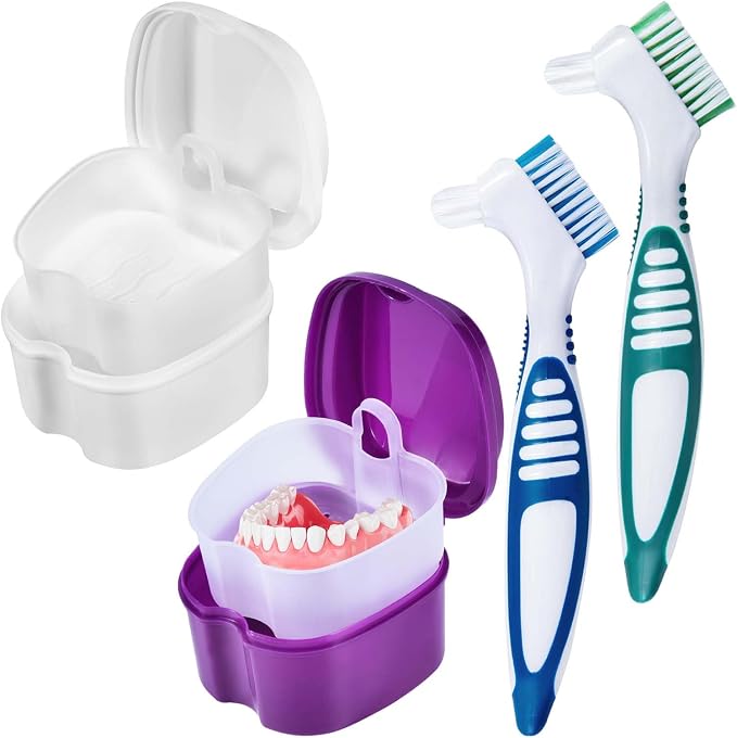 2 Pack Denture Bath Case Cup Box Holder Storage Container by KISEER