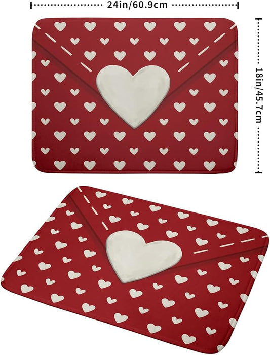 Valentines Day Dish Drying Mat for Kitchen Counter 18x24 Cream Red Love Heart - Image 2