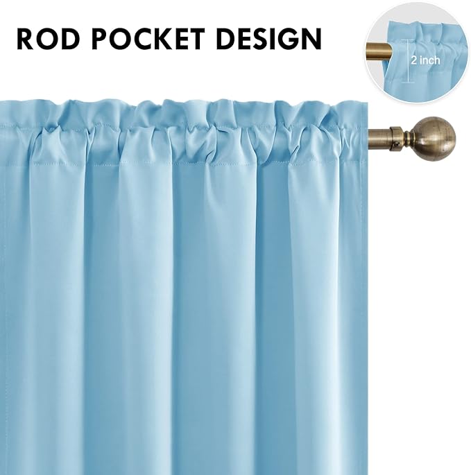 DWCN Light Blue Room Darkening Blackout Curtains - Image 4