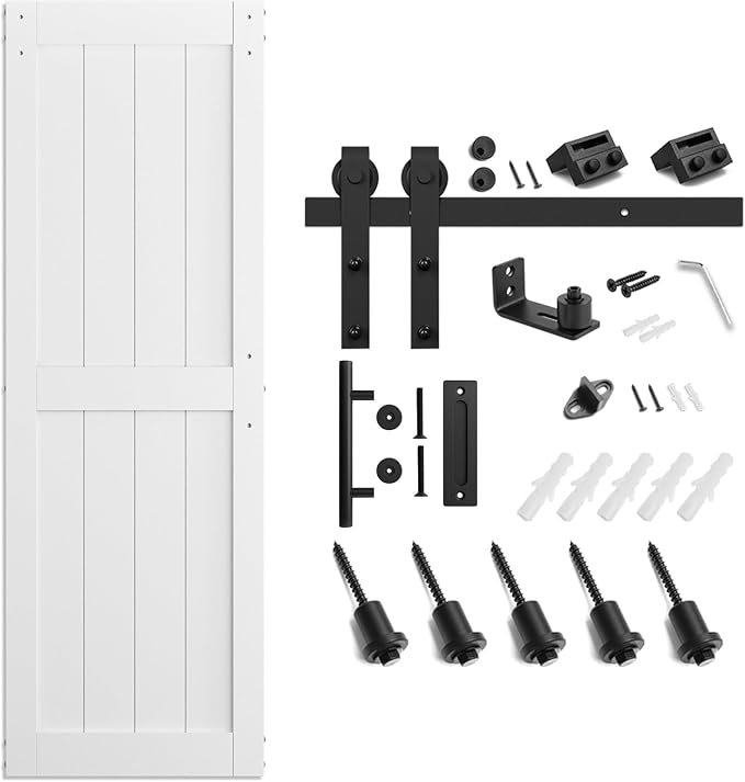 SmartStandard 30 x 84 inch White Sliding MDF Barn Door - Image 6