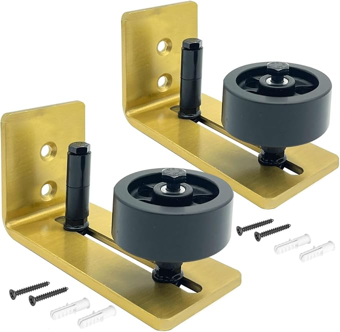 Rio Salto Metal Gold Barn Door Floor Guide Hardware, Barn Door Roller Track by RioSalto