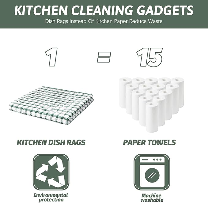 Nialnant 8 Pcs Kitchen Dish Rags, 100% Cotton Kitchen Towels Soft Absorbent - Image 4