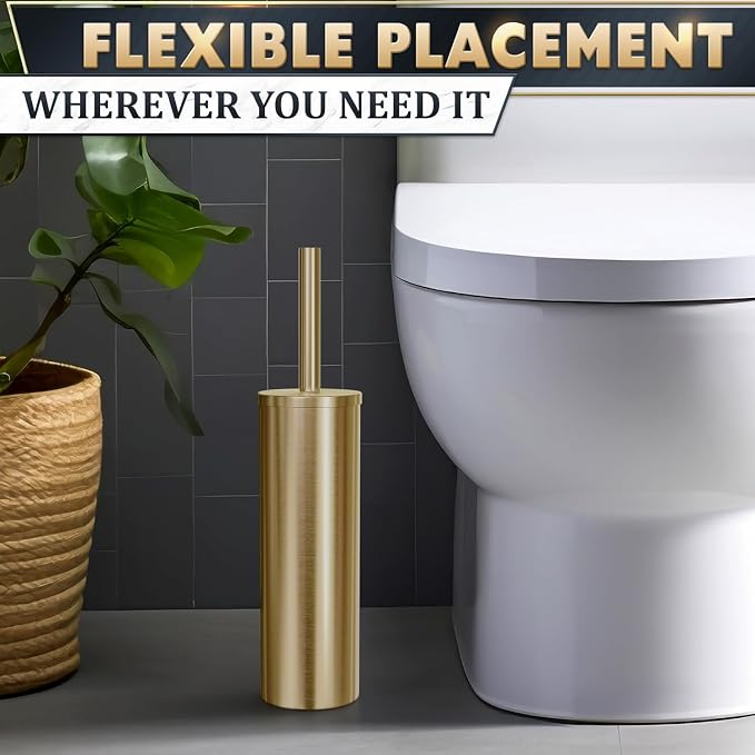 2 PCS Gold Toilet Brush and Holder Set - Image 9