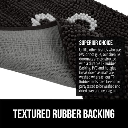 GORILLA GRIP SOAKSTOPPER Dog Door Mat, 48x30 Machine Washable Rug Absorbent Doormat Captures Moisture Mud Dirt, Quick Dry Soft Chenille Entryway Rugs Indoor Entrance Mats for Dog Paws, Black White