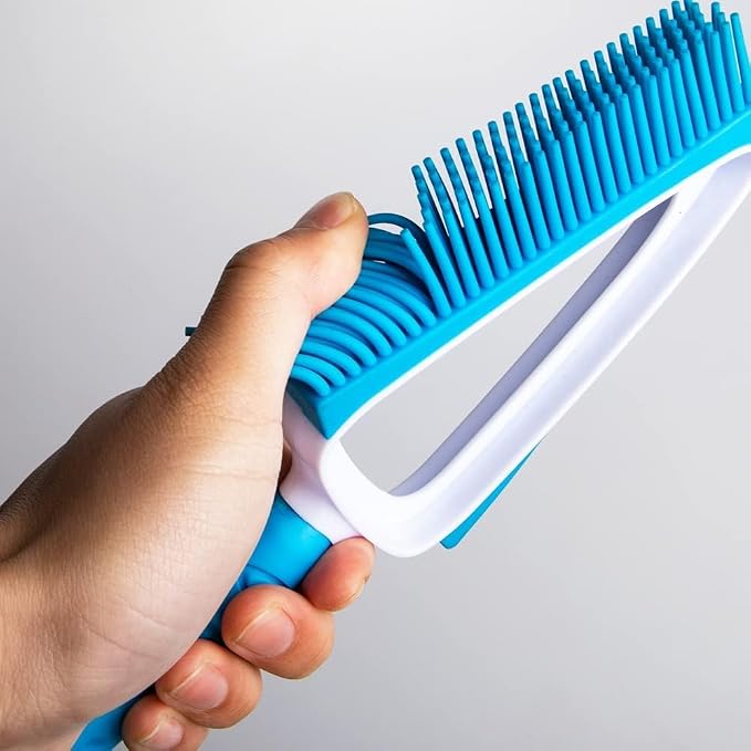 Pet Rubber Brush with Mini Dustpan, Dog Cat Hair Removal Brush with Squeegee - Image 2