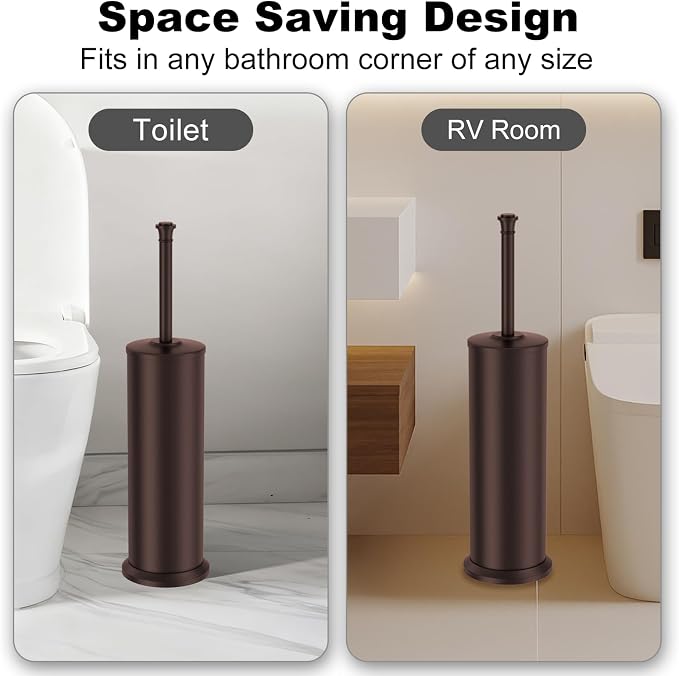 Bronze Toilet Brush and Holder，Extra Long Handled Toilet Brush - Image 7