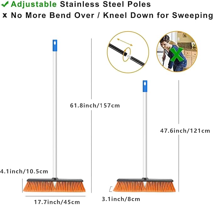 18" Push Broom Outdoor Heavy Duty, Snow Broom - Image 4