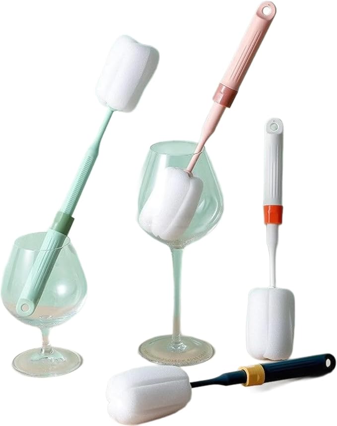 Dishwashing Foam Sponges Brush Telescopic Long Handle Scrubbing Brushes Clean - Image 2
