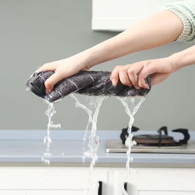 Microfiber Kitchen Towels and Dishcloths Set, 26 X 18 Inch and 12 X 12 Inch - Image 4