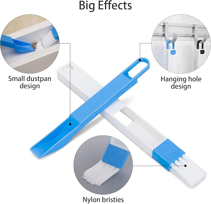 Window Track & Gap Cleaning Brush Set, 5 Pack Crevice and Groove Cleaner - Image 4