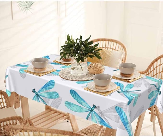 Dragonfly Tablecloths for Rectangle Tables Blue Watercolor Beautiful Dragonfly - Image 7
