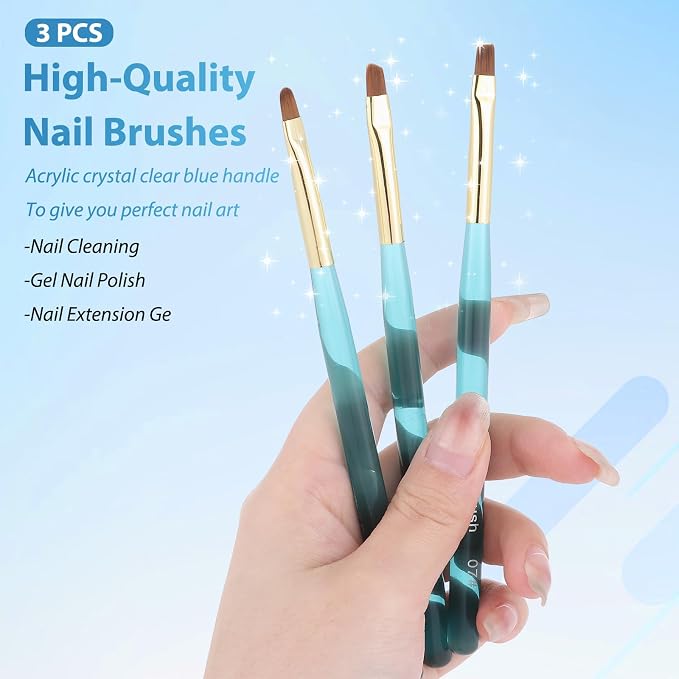 Metal Blue Nail Art Clean Up Brushes - Image 2