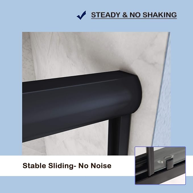 SUNNY SHOWER Bathtub Shower Door Glass Sliding Tub Door Semi-Frameless 1/4" - Image 9