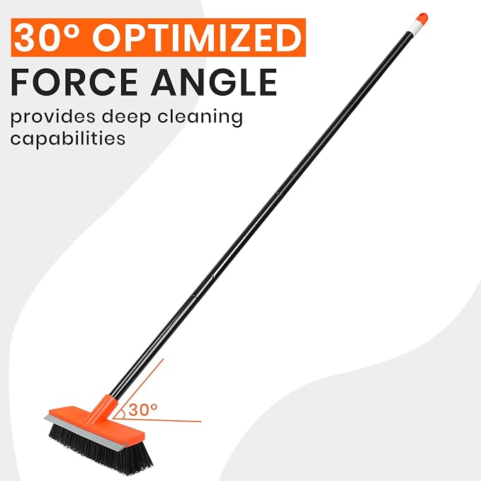 Deck Brush with Long Handle, Stiff Bristle Floor Scrub Broom, Snow on Carpet - Image 4