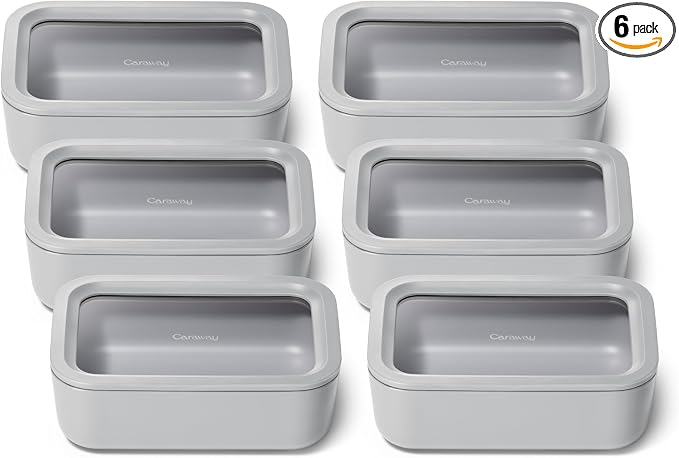 Caraway 6pc Glass Food Storage Set – 6.6 Cup Food Containers by Caraway