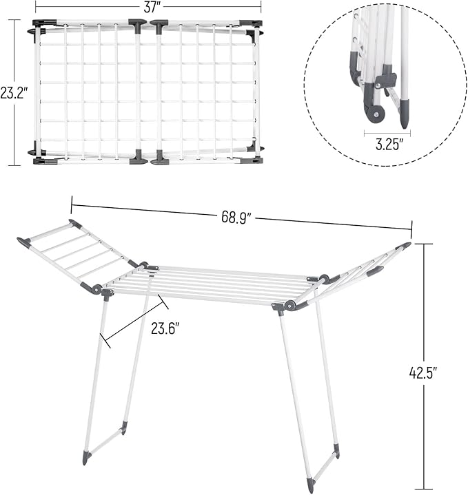 Clothes Drying Rack, Gullwing Laundry Rack, Collapsible, Space-Saving Laundry - Image 2