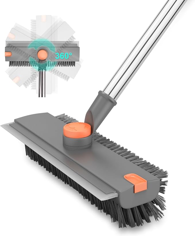 Floor Scrub Brush with Long Handle, BITOPE 3 in 1 Stiff Bristles Deck Brush by BITOPE