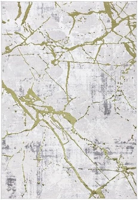 SAFAVIEH Amelia Collection Accent Rug - 2' x 4', Grey & Green, Modern Abstract Design, Non-Shedding & Easy Care, Ideal for High Traffic Areas in Entryway, Living Room, Bedroom (ALA293J)