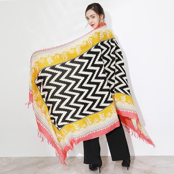 DANA XU 100% Merino Wool Extra Large Pashmina Blanket Travel Scarf Cashmere Wrap for Women Fall Winter Oversize Shawl Floral