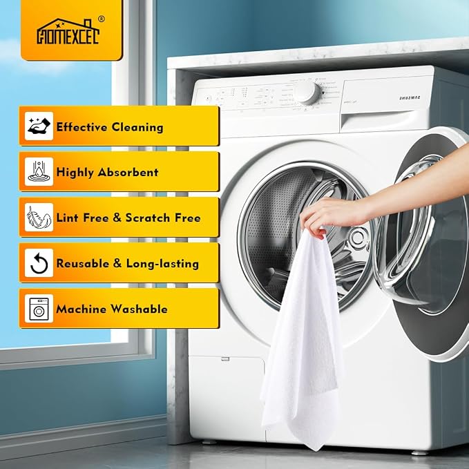 HOMEXCEL White Microfiber Cleaning Cloths 100 Pack, Reusable Cleaning Rags Shop - Image 7