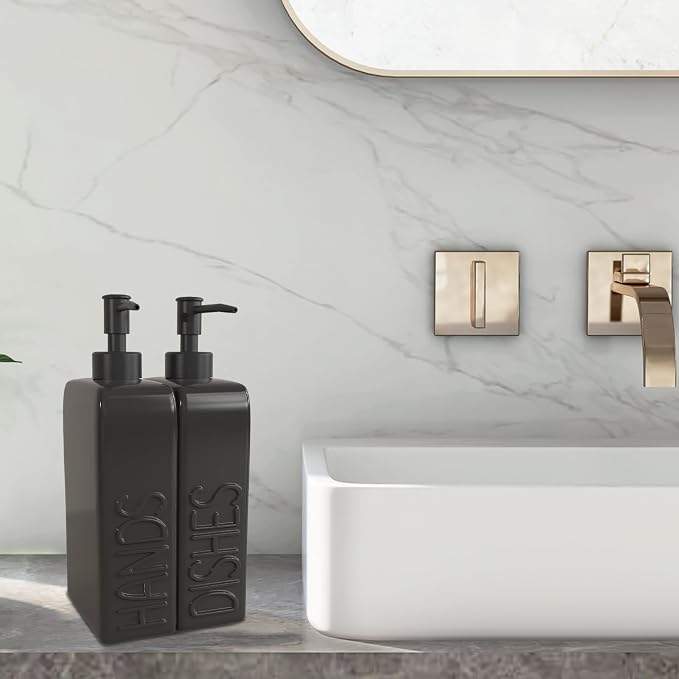 Ceramic Soap Dispenser Set, 2 Pack Kitchen Dispenser - Image 2