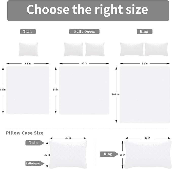 Easy-Going Twin Size Reversible Quilt Set with 1 Quilt and 1 Pillow Sham, Soft Bed Quilt Cover, Water Resistant Lightweight Microfiber Bedspread, Stain Resistant, White/White