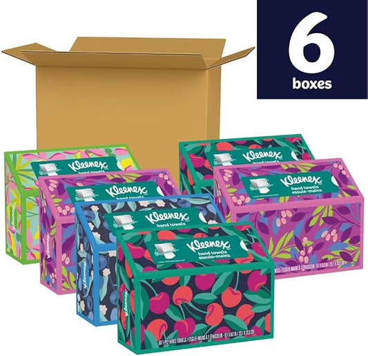 Kleenex Disposable Paper Hand Towels, 6 Boxes, 60 Tissues per Box, Packaging - Image 2