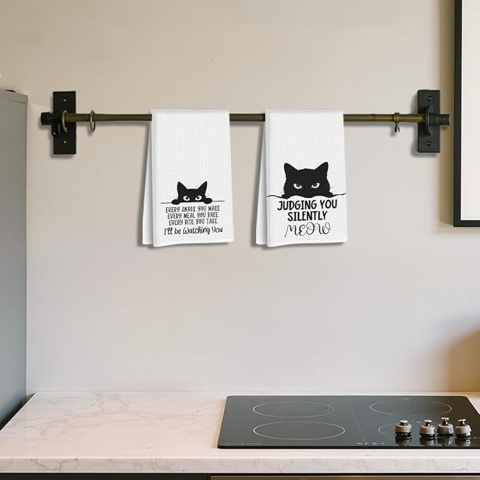 Hanamiya Na 2Pcs Funny Cat Kitchen Towels 24x14 Inch, Reusable Durable - Image 3