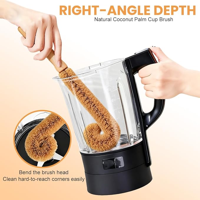 1Pcs Long Handle Scrubber with Bamboo Handle and Coconut Fibers Bristles - Image 7