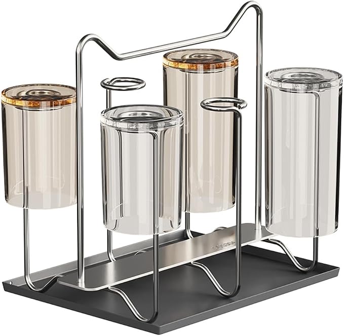 Cup Drying Rack Stand, Stainless Steel 6 Cups Mug Drying Rack Drainer Holder by Chemlliy