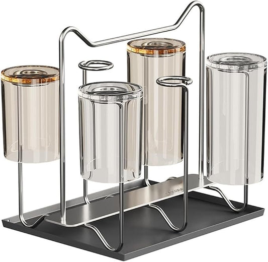 Cup Drying Rack Stand, Stainless Steel 6 Cups Mug Drying Rack Drainer Holder by Chemlliy