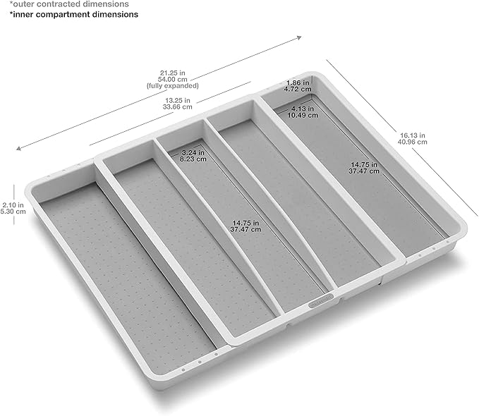 madesmart Expandable Utensil Tray-White | Classic Collection | 5-Compartments | - Image 5