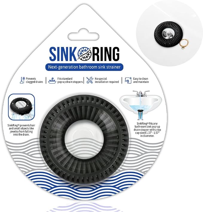 Bathroom Sink Hair Catcher for Pop-Up Drain – SinkRing 1.57" Precision Strainer by SINK+RING