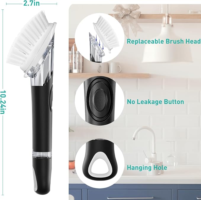 Soap Dispensing Dish Brush, Dish Scrub Brush - Image 2