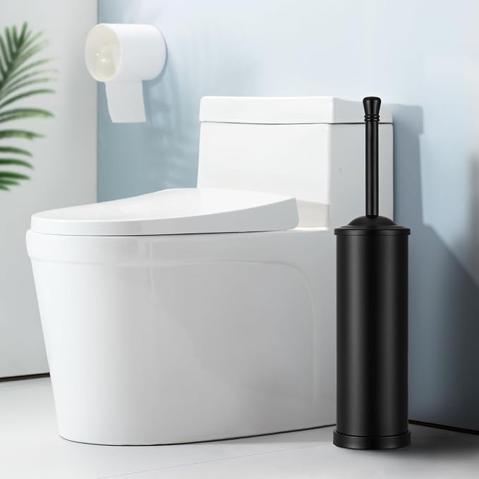 Black Toilet Brush and Holder Set, 304 Stainless Steel Toilet Bowl Brush and - Image 7