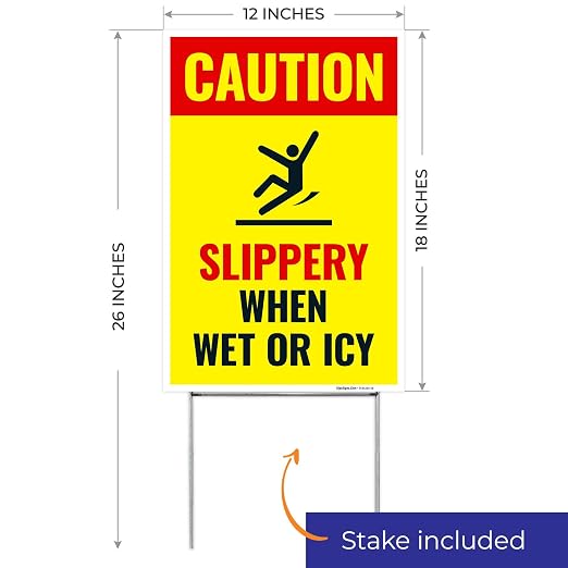 Caution Slippery When Wet or ICY Sign, Double Sided 12x18 Inches, Corrugated - Image 5