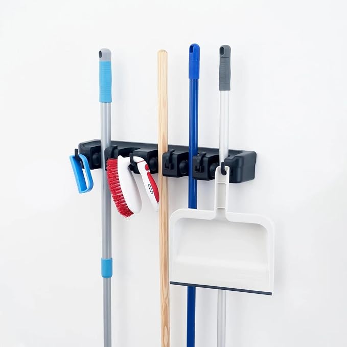 Superio Mop and Broom Holder Wall Mount Cleaning Tools Wall Organizer, 5 Rack - Image 5