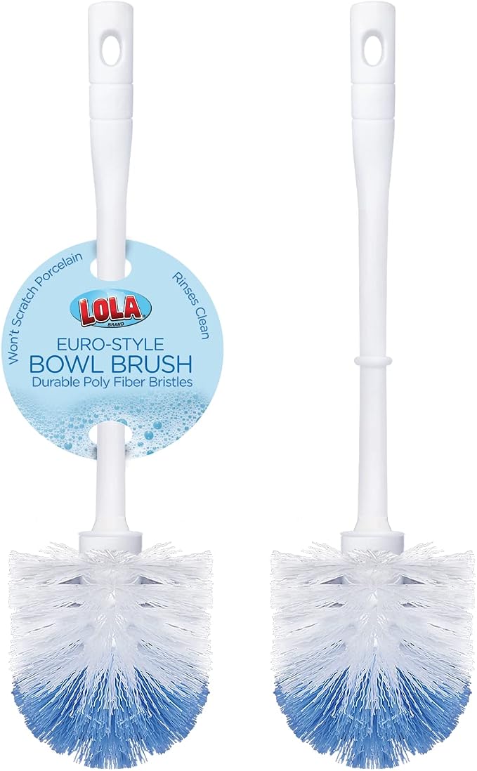 LOLA Classic Toilet Brush, 2 Pack, Durable Fiber Stiff Bristles, Compact Size by LolaProducts