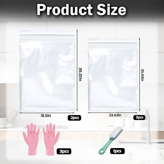 Mity Rain 5 Packs Oven Rack Cleaning Bag Kit, Reusable No-Scrub Oven Rack - Image 2